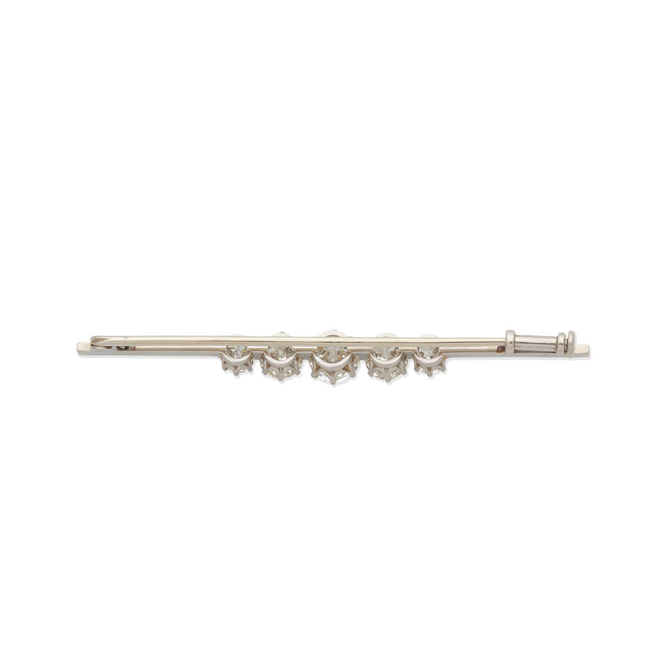 DIAMOND FIVE-STONE BAR BROOCH - Image 3 of 3