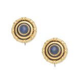 THEO FENNELL: SAPPHIRE AND ENAMEL EARRINGS,