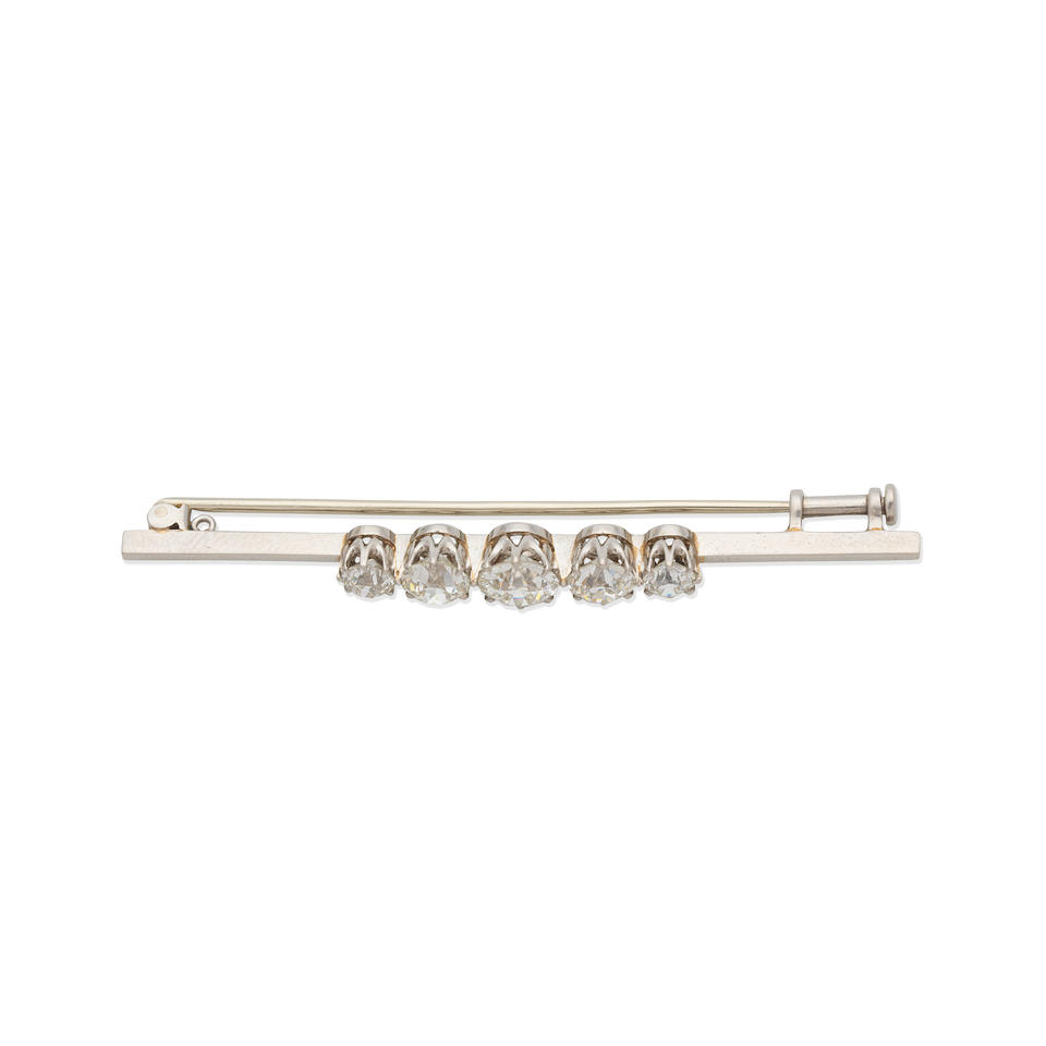 DIAMOND FIVE-STONE BAR BROOCH - Image 2 of 3