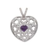 AMETHYST AND DIAMOND HEART-SHAPED PENDANT