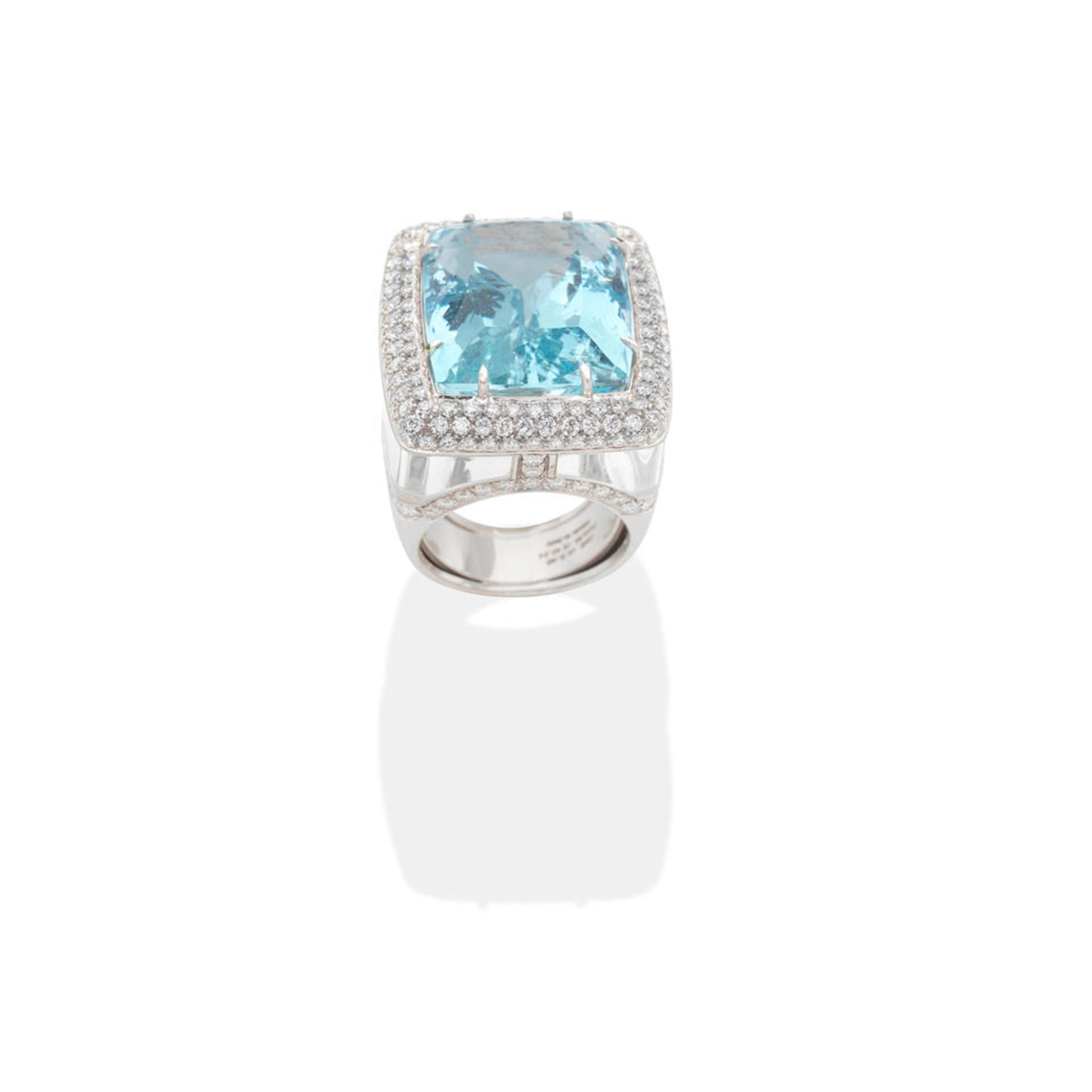 MARGHERITA BURGENER: AQUAMARINE, ROCK CRYSTAL AND DIAMOND DRESS RING