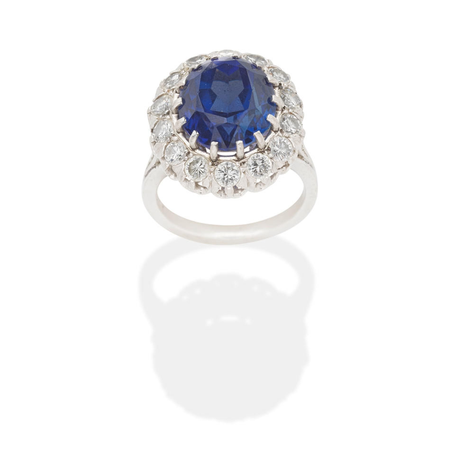 TANZANITE AND DIAMOND CLUSTER RING