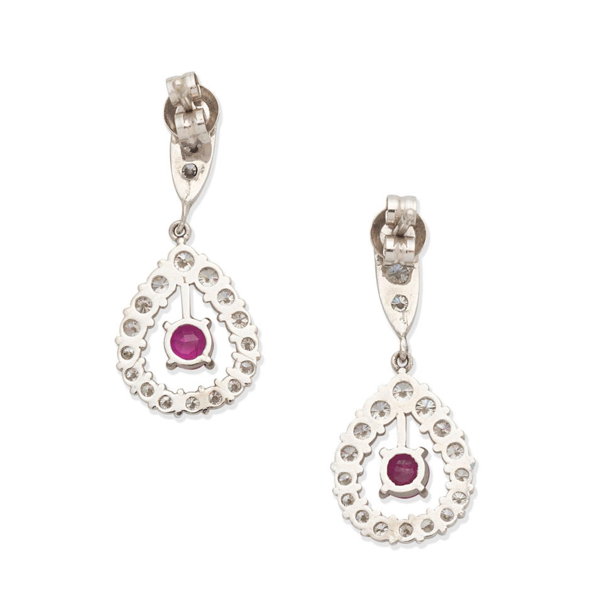 RUBY AND DIAMOND EARRINGS - Image 2 of 3