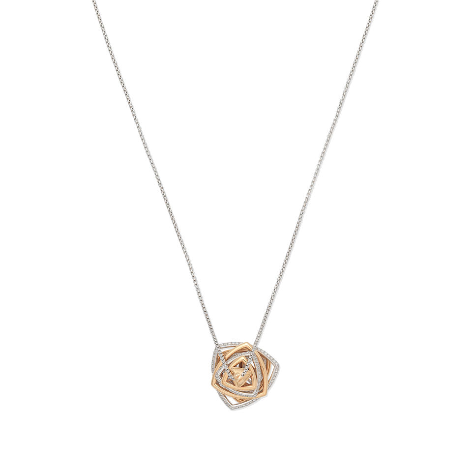 FOPE: DIAMOND-SET 'WILD ROSE' PENDANT/NECKLACE, - Image 3 of 4