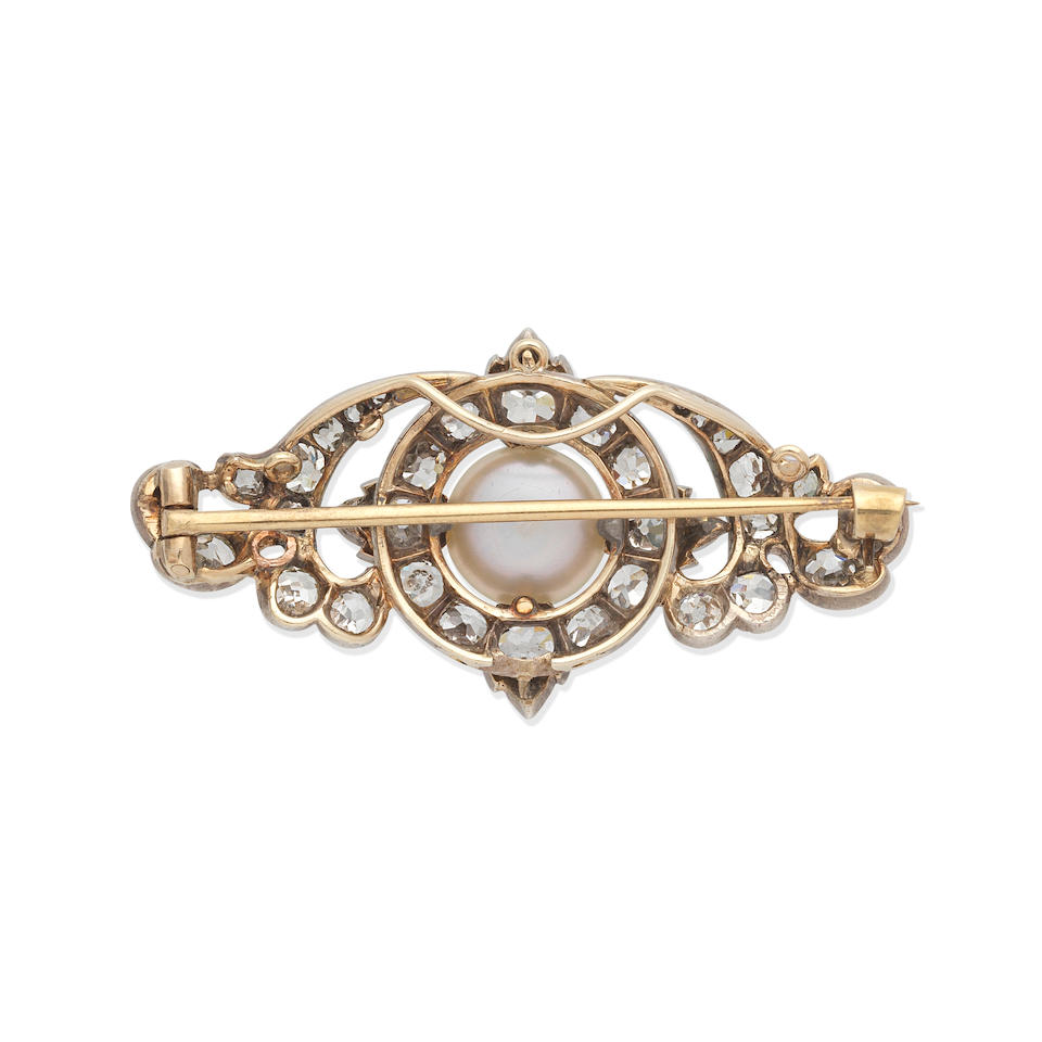 CULTURED PEARL AND DIAMOND BROOCH - Image 3 of 3