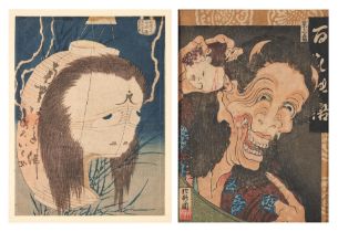 TWO WOODBLOCK PRINTS DEPICTING GHOSTS