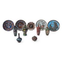 ELEVEN CLOISONNÉ-ENAMELED ITEMS