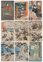 SEVEN UTAGAWA SCHOOL WOODBLOCK PRINTS