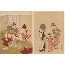 SUZUKI HARUNOBU (1724-1770) TWO WOODBLOCK PRINTS