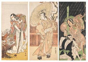 THREE KATSUKAWA SCHOOL WOODBLOCK PRINTS