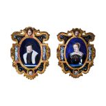 A PAIR OF LIMOGES ENAMEL ON COPPER OVAL PLAQUES19th century