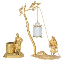 A FRENCH GILT BRONZE ORIENTALIST FIGURAL LAMP19th century
