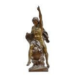 A FRENCH PATINATED BRONZE FIGURE: AD LUMENAfter a model by Emile Louis Picault