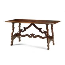 A SPANISH BAROQUE ELM AND WALNUT TABLE18th century