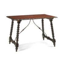 A SPANISH BAROQUE CARVED OAK TRESTLE TABLE19th century