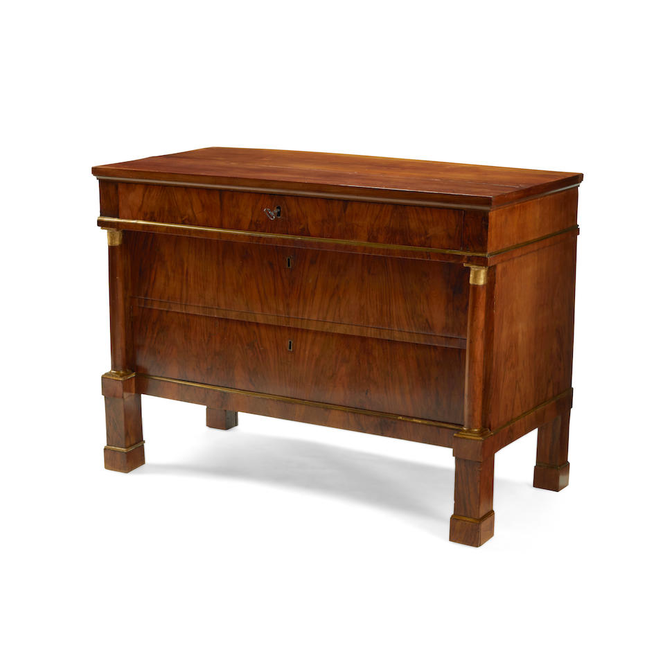 A LOUIS PHILIPPE STYLE BRASS MOUNTED MAHOGANY COMMODE