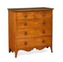 A FEDERAL STRING INLAY MAHOGANY TWO OVER THREE DRAWER CHESTCirca 1800