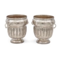 A PAIR OF PORTUGUESE STERLING SILVER NEOCLASSICAL STYLE WINE COOLERS by Ferreira Marques & Irmao...