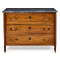 A LOUIS XV MARBLE TOP FRUITWOOD COMMODELate 18th century