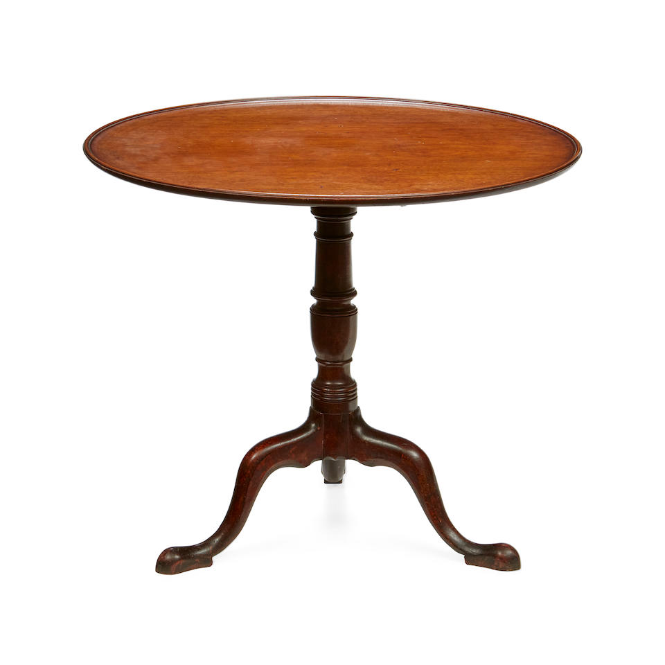 A GEORGE II PROVINCIAL MAHOGANY TILT-TOP TRIPOD TEA TABLEMid-18th century