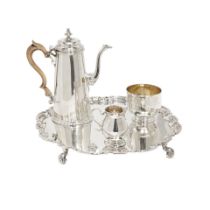 AN ASSEMBLED ENGLISH SILVER COFFEE SET by various makers, 18th century