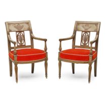A PAIR OF FRENCH PAINTED FAUTEUILS19th century