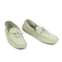 Tod's: a Pair of Mint Green Suede Gommino Driving Shoes