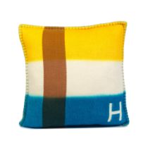 Hermès: an Alezan, Citron and Marine H Dye Cashmere Pillow 2023 (includes dust bag)