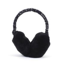 Karl Lagerfeld for Chanel: a Black Tweed and Fur Trimmed CC Earmuff 1990s