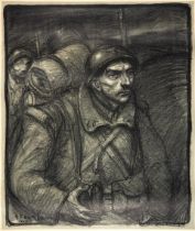 WORLD WAR I POSTER. STEINLEN, THEOPHILE ALEXANDRE. 1859-1923. [Untitled poster depicting a soldi...