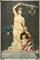 WORLD WAR I POSTER. VOLK, DOUGLAS. 1856-1935. They Shall Not Perish. New York: American Lithog...