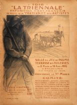 WORLD WAR I POSTER. STEINLEN, THEOPHILE ALEXANDRE. 1859-1923. 'La Triennale' Exposition d'Art Fr...