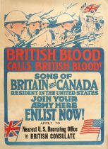 WORLD WAR I POSTER. British Blook Calls British Blood. Chicago: The Crown Press, [1917].