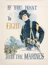 WORLD WAR I POSTER. CHRISTY, HOWARD CHANDLER. 1872-1952. If You Want to Fight! Join the Marines...