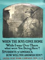 WORLD WAR I POSTER. BENDA, WLADYSLAW T. 1873-1948. When the Boys Come Home. [1918].