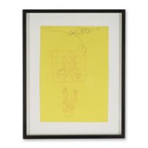 TETSUMI KUDO (NE EN 1935) Sans titre, 1998 Lithographie en rouge sur vélin jauneSigné...