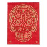 SHEPARD FAIREY (NE EN 1970) Day of the dead skull (red), 2020 Pochoir à l'acryliqueSign&#23...