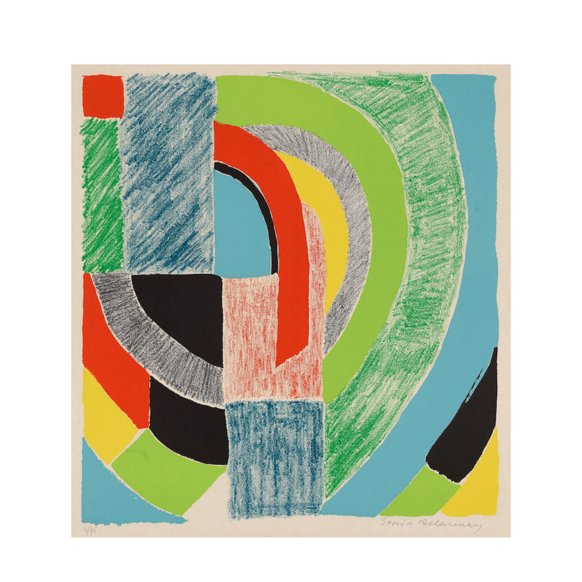 SONIA DELAUNAY (1885-1979) Rythme couleur, circa 1967 Lithographie en couleurs sur vélin Si...