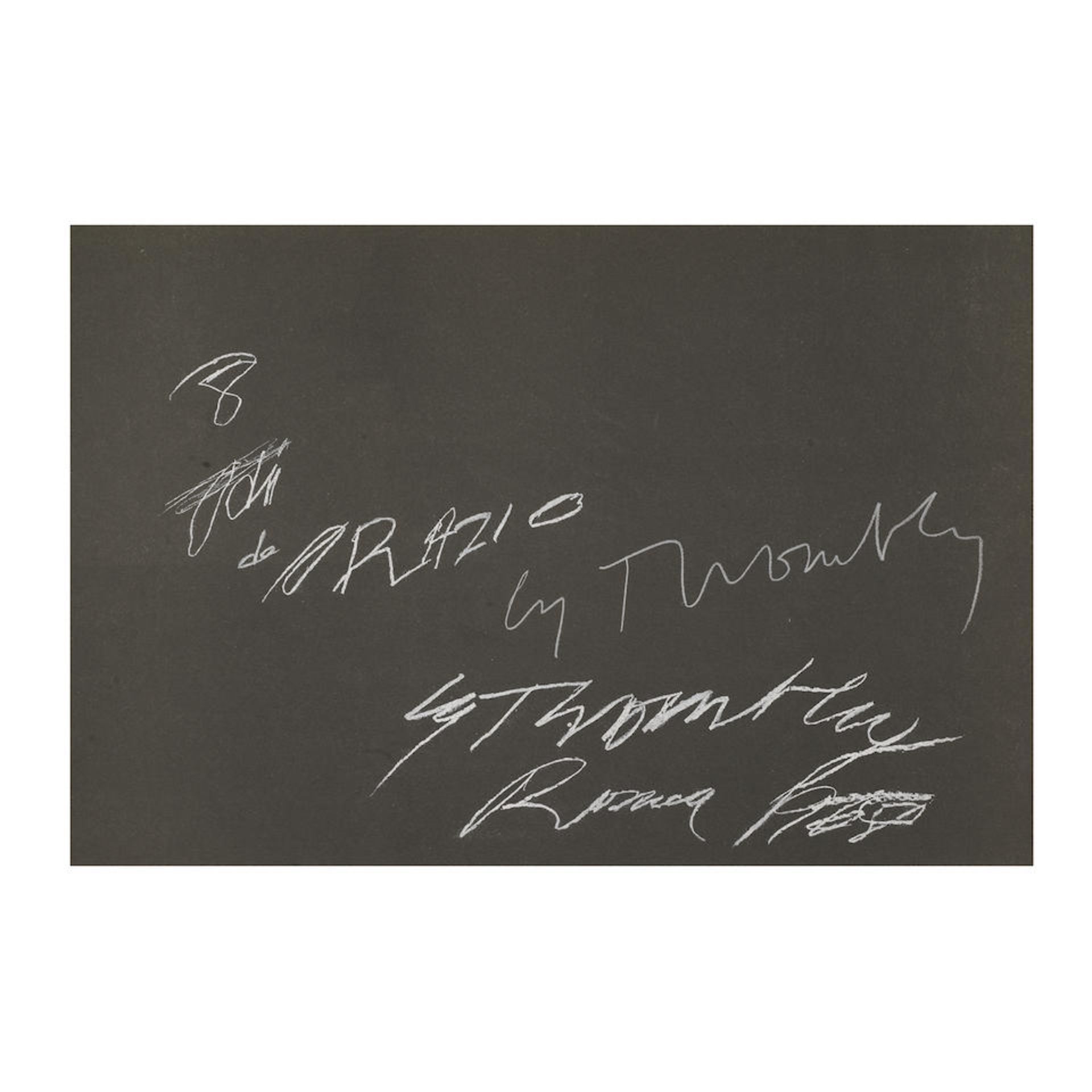 CY TWOMBLY (1928-2011) 8 odi di orazio, 1968 (Bastian, 20.I.16)Sérigraphie en blanc sur v&#...