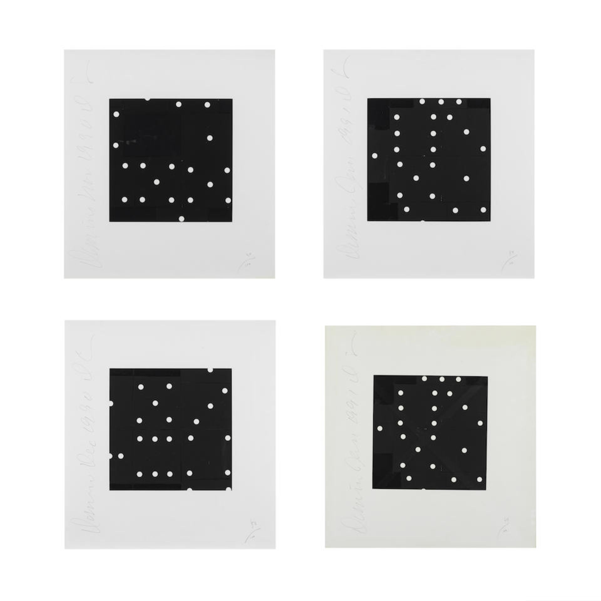 DONALD SULTAN (NE EN 1951) Dominos I,II,III,IV, circa 1990 Quatre sérigraphies en noir sur...