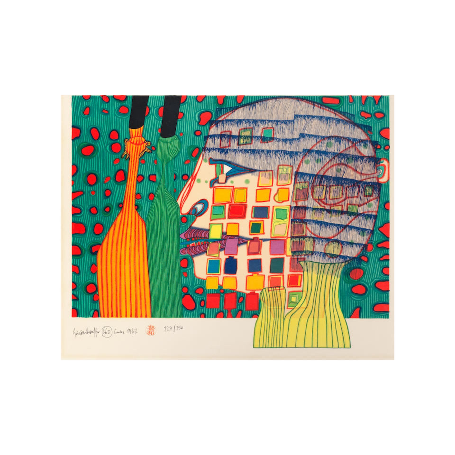 FRIEDENSREICH HUNDERTWASSER (1928-2000) Die Schatten der Sterne, 1967 (Koschatzky, 30)Lithogra...