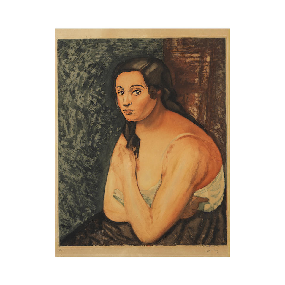 ANDRÉ DERAIN (1880-1954) Buste de femme, 1922 (Ginestet et Pouillon, E 635)Aquatinte en cou...