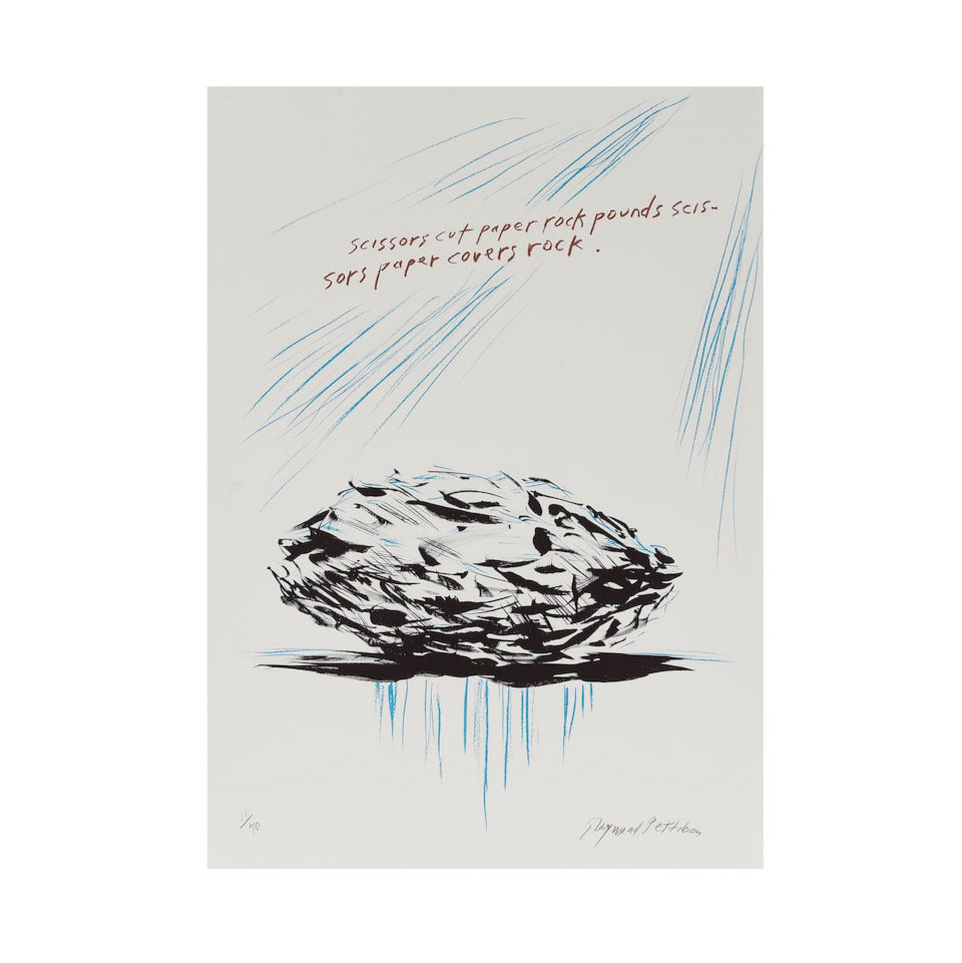 RAYMOND PETTIBON (NE EN 1957) Sans titre (scissors cut paper ...), 2005 Lithographie en noir et ...