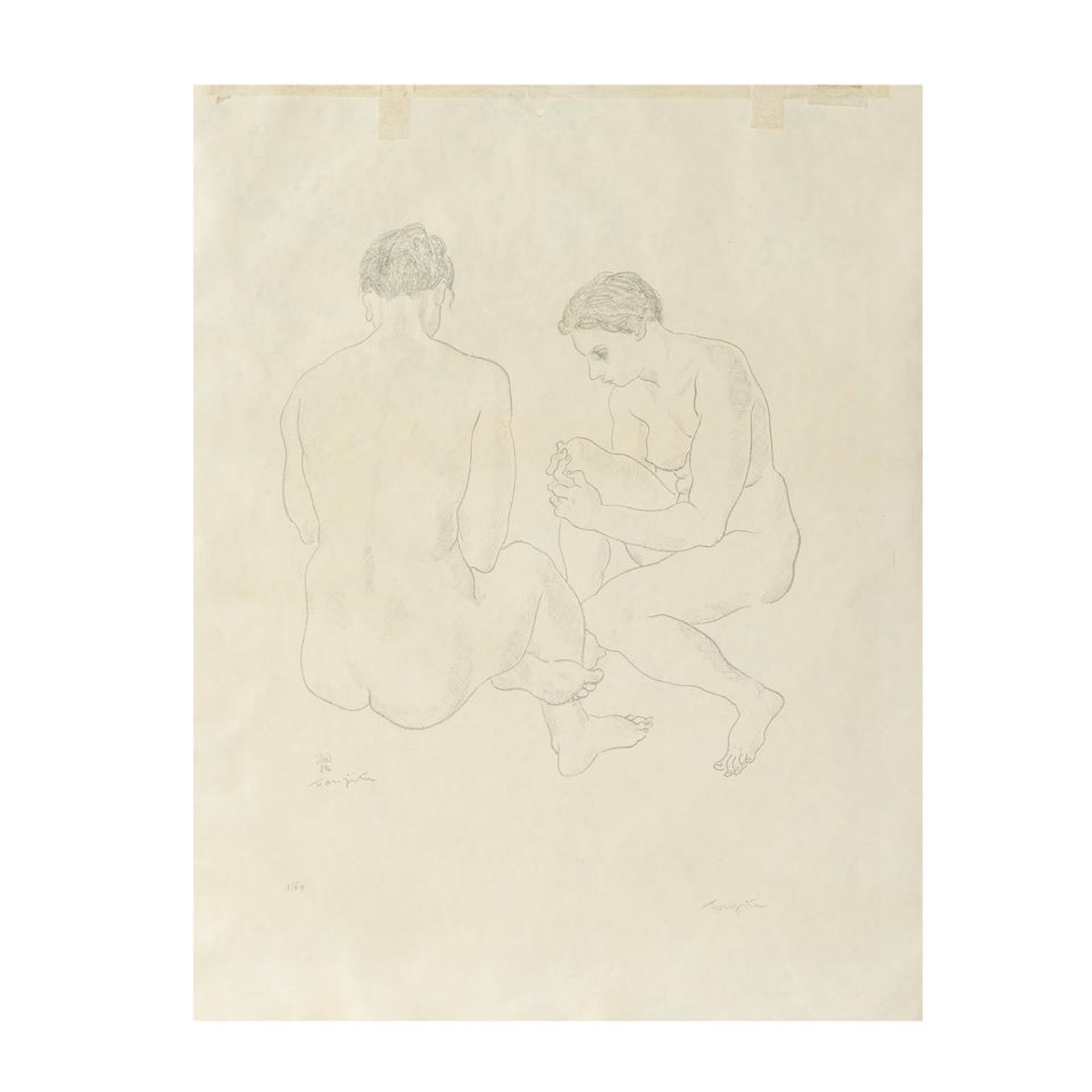 LÉONARD TSUGUHARU FOUJITA (1886-1968) Etude de nus, 1928 (Buisson, 28.94)Lithographie en n...