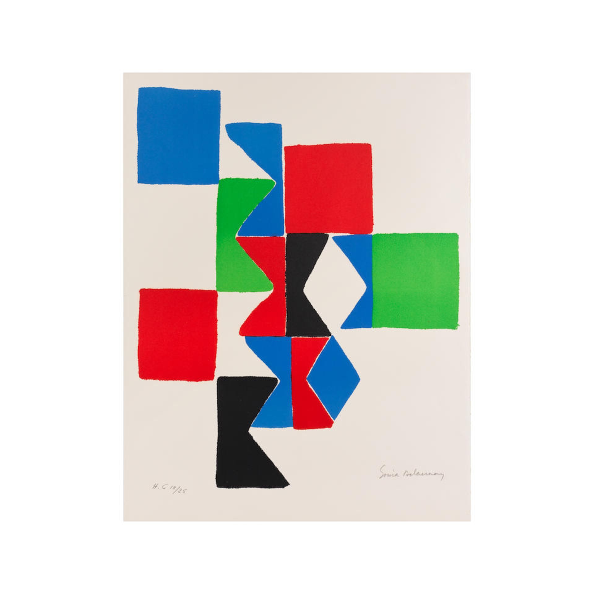 SONIA DELAUNAY (1885-1979) Sans titre, circa 1970 Lithographie en couleurs sur vélin Epreuv...