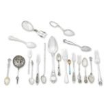 A Collection of Continental Silver Flatware Various dates and makers (qty)