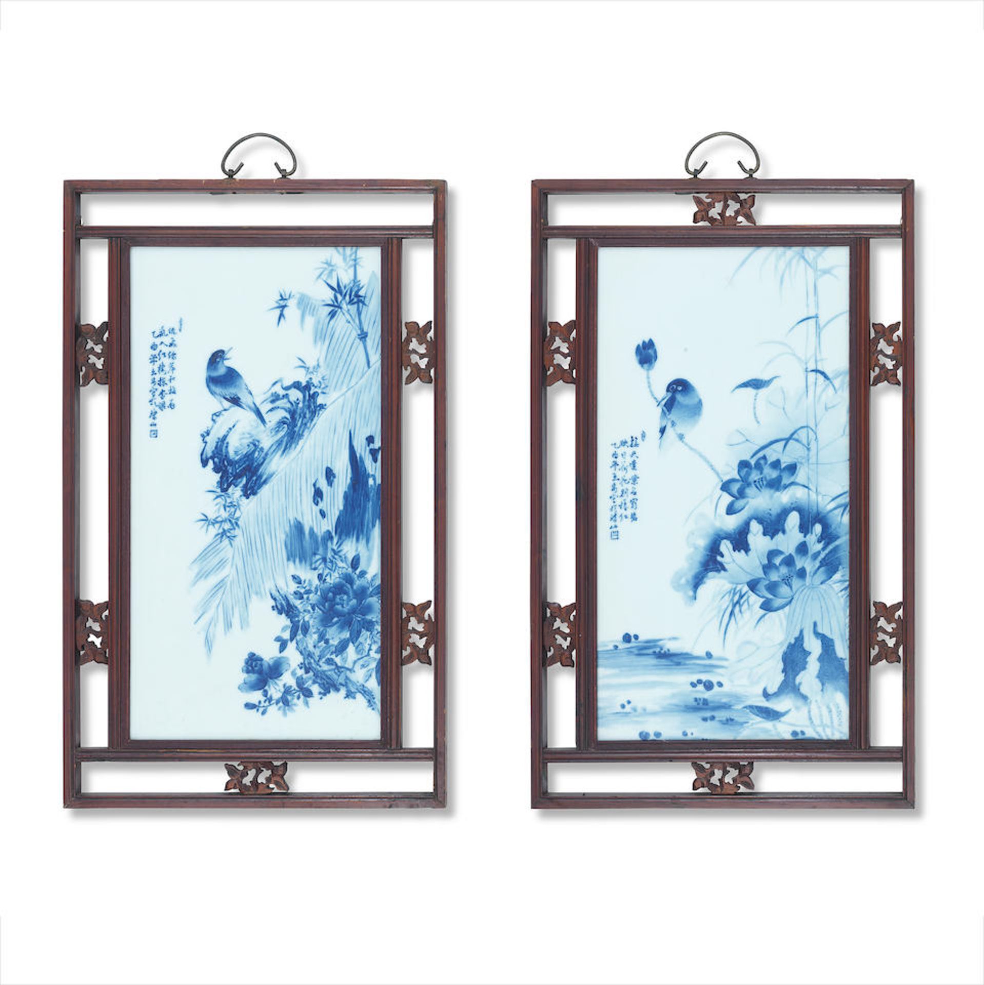 A Pair of Japanese Blue and White Porcelain Plaques Meiji