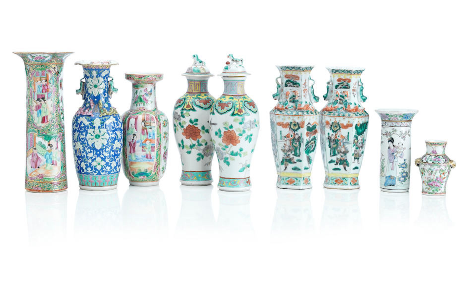 A Collection of Polychrome Vases 19th Century