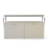 CONTEMPORARY CHROME AND LACQUERED MODERNIST STORAGE CABINET