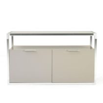 CONTEMPORARY CHROME AND LACQUERED MODERNIST STORAGE CABINET